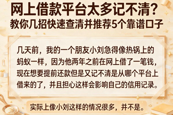 网上借款平台太多记不清？教你几招快速查清并推荐5个靠谱口子