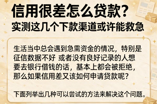 信用很差怎么贷款？实测这几个下款渠道或许能救急