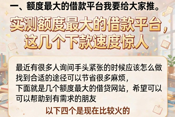 实测额度最大的借款平台，这几个下款速度惊人