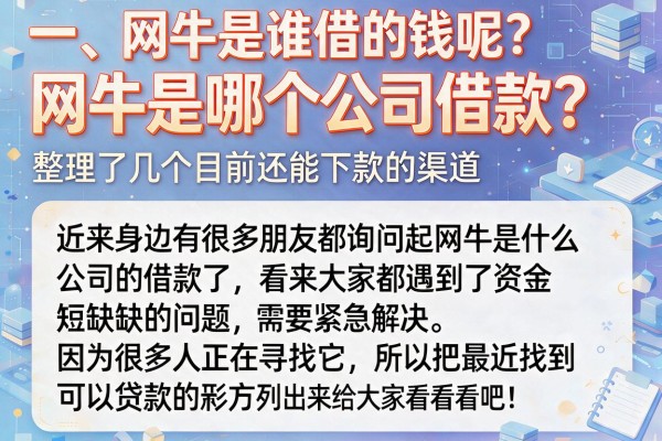 网牛是哪个公司借款？整理了几个目前还能下款的渠道