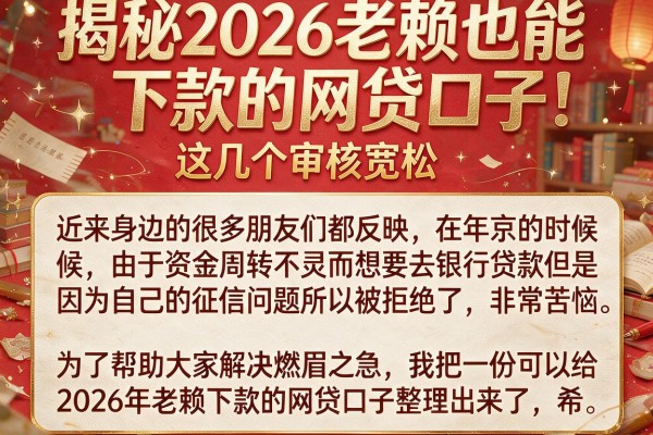 揭秘2026老赖也能下款的网贷口子，这几个审核宽松