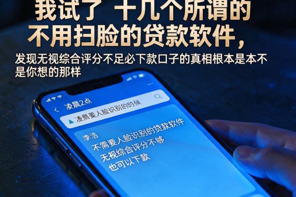 我试了十几个所谓的不用扫脸的贷款软件，发现无视综合评分不足必下款口子的真相根本不是你想的那样