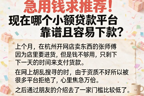 急用钱求推荐！现在哪个小额贷款平台靠谱且容易下款？