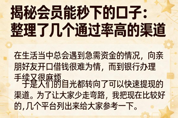 揭秘会员能秒下的口子：整理了几个通过率高的渠道