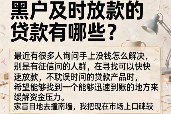 黑户及时放款的贷款有哪些？整理了几个还能下款的口子