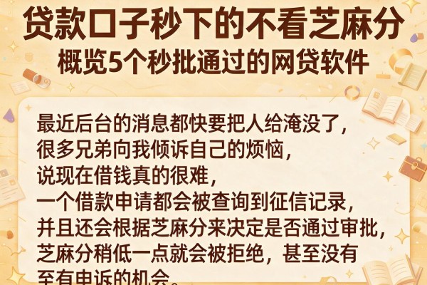 贷款口子秒下的不看芝麻分，概览5个秒批通过的网贷软件