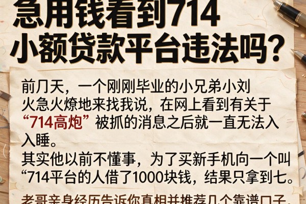 急用钱看到714小额贷款平台违法吗？老哥亲身经历告诉你真相并推荐几个靠谱口子