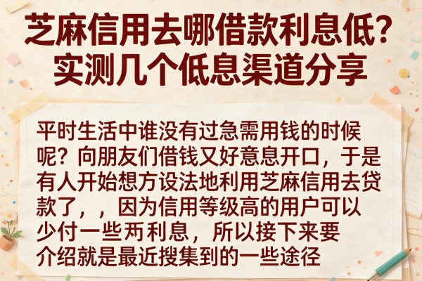 芝麻信用去哪借款利息低？实测几个低息渠道分享