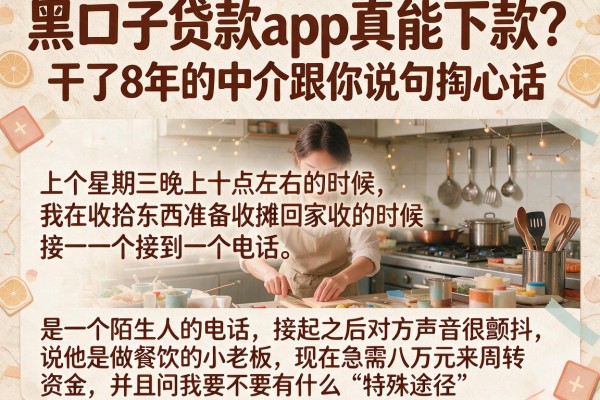 黑口子贷款app真能下款？干了8年的中介跟你说句掏心话