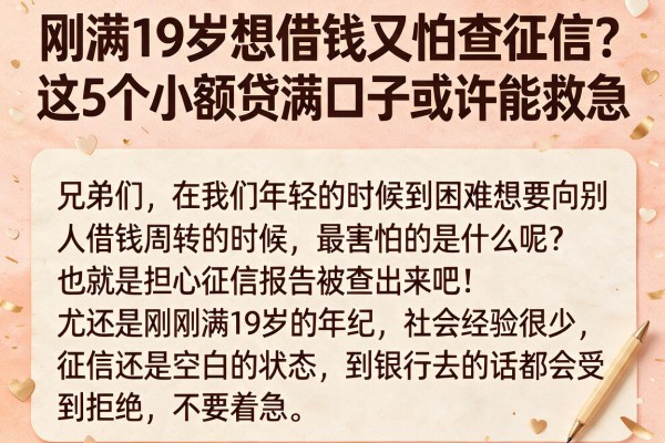 刚满19岁想借钱又怕查征信？这5个小额贷款口子或许能救急