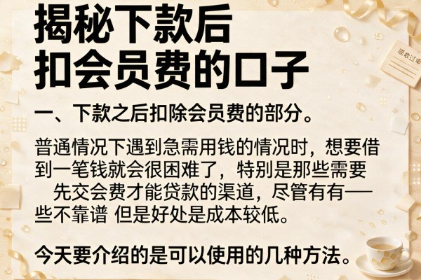 揭秘下款后扣会员费的口子，这几款通过率还可以