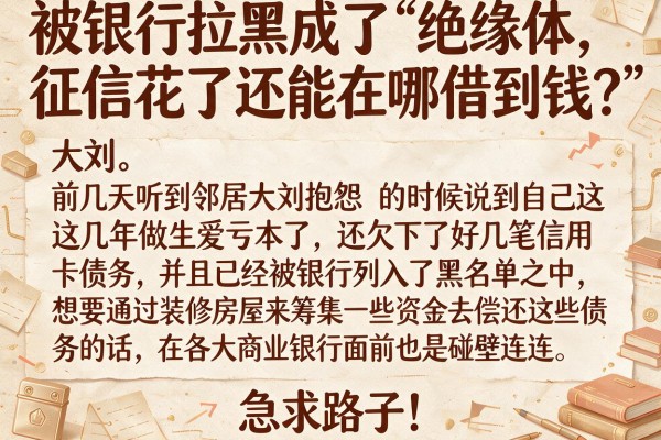 被银行拉黑成了“绝缘体”，征信花了还能在哪借到钱？急求路子！