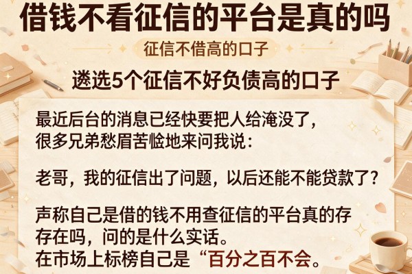借钱不看征信的平台是真的吗，遴选5个征信不好负债高的口子