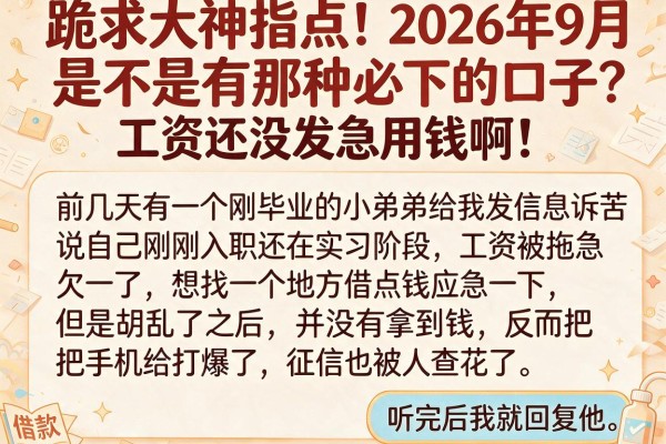 跪求大神指点！2026年9月是不是有那种必下的口子？工资还没发急用钱啊！