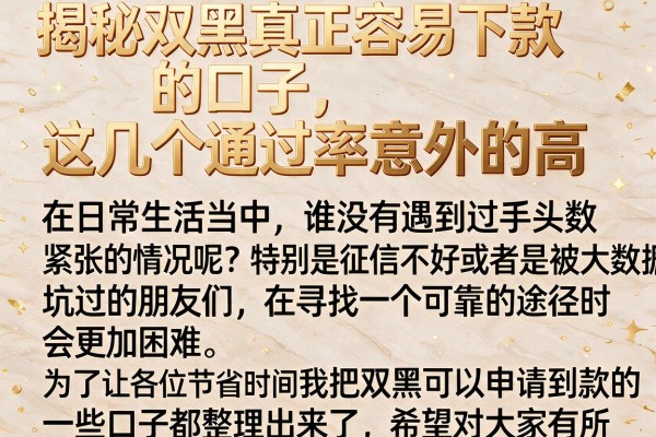 揭秘双黑真正容易下款的口子，这几个通过率意外的高