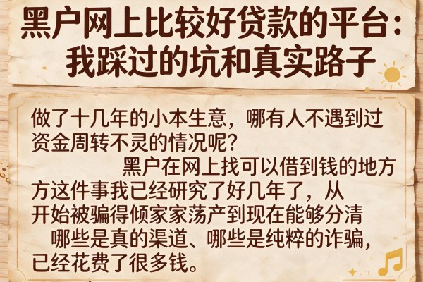 黑户网上比较好贷款的平台：我踩过的坑和真实路子