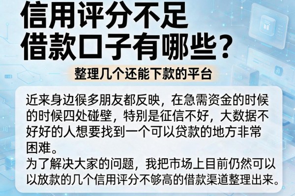 信用评分不足借款口子有哪些？整理几个还能下款的平台