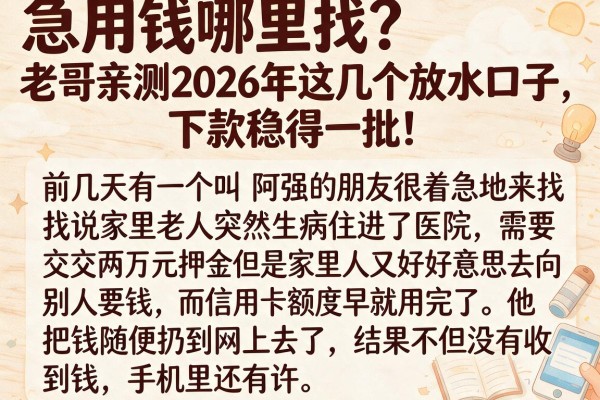 急用钱哪里找？老哥亲测2026年这几个放水口子，下款稳得一批！