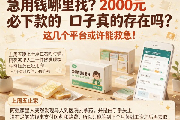 急用钱哪里找？2000元必下款的口子真的存在吗？这几个平台或许能救急！