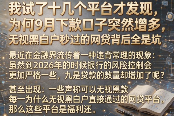 我试了十几个平台才发现，为何9月下款口子突然增多和无视黑白户秒过的网贷背后全是坑