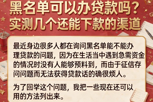 黑名单可以办贷款吗？实测几个还能下款的渠道