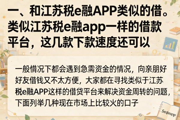 类似江苏税e融app一样的借款平台，这几款下款速度还可以