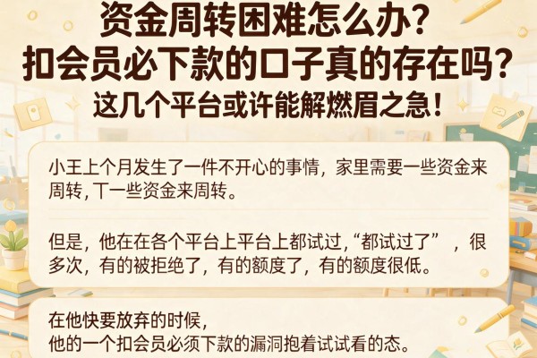 资金周转困难怎么办？扣会员必下款的口子真的存在吗？这几个平台或许能解燃眉之急！