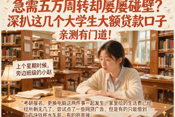 急需五万周转却屡屡碰壁？深扒这几个大学生大额贷款口子，亲测有门道！