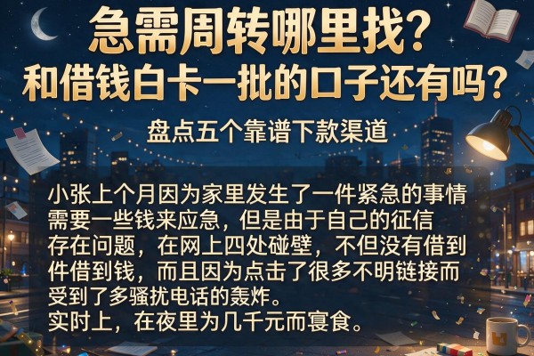 急需周转哪里找？和借钱白卡一批的口子还有吗？盘点五个靠谱下款渠道