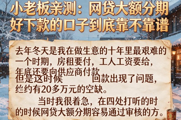 小老板亲测：网贷大额分期好下款的口子到底靠不靠谱