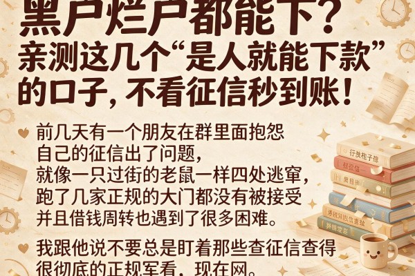 黑户烂户都能下？亲测这几个“是人就能下款”的口子，不看征信秒到账！