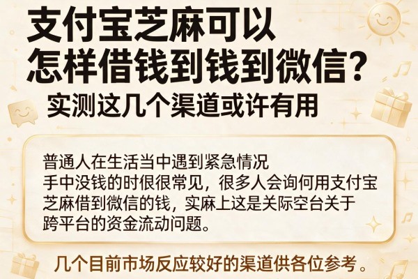 支付宝芝麻怎样借钱到微信？实测这几个渠道或许有用