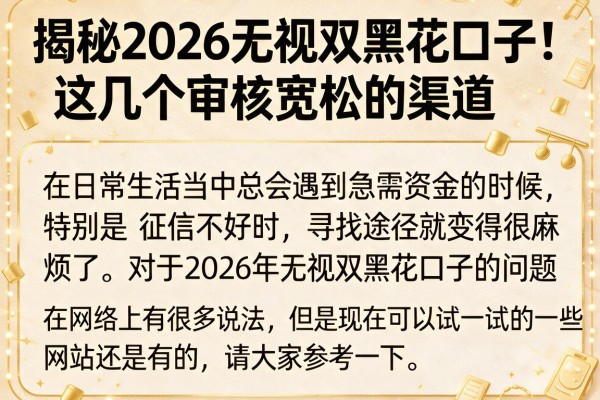 揭秘2026无视双黑花口子，这几个审核宽松的渠道