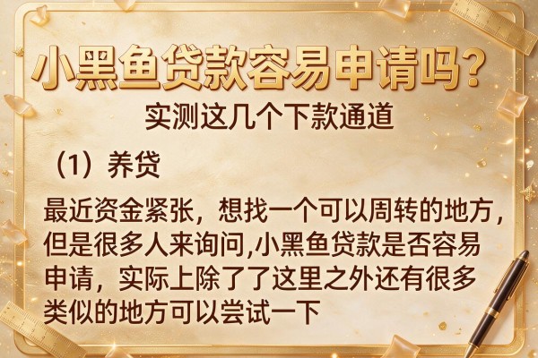 小黑鱼贷款容易申请吗？实测这几个下款通道