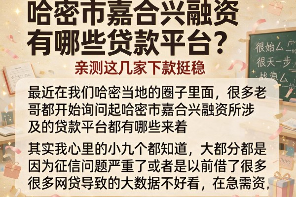 哈密市嘉合兴融资有哪些贷款平台？亲测这几家下款挺稳