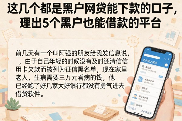 这几个都是黑户网贷能下款的口子，理出5个黑户也能借款的平台