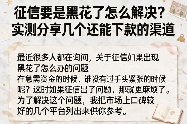 征信要是黑花了怎么解决？实测分享几个还能下款的渠道