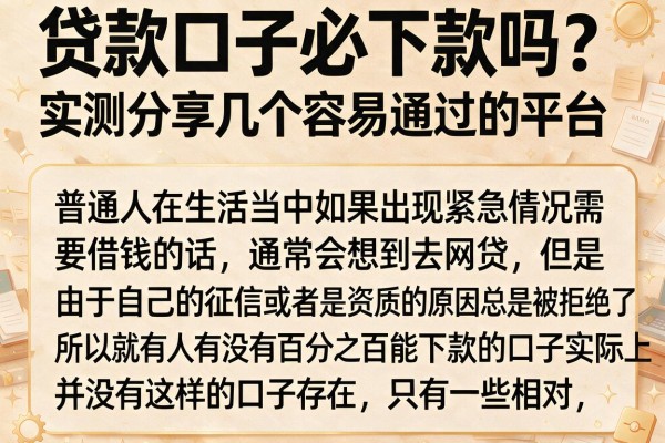 贷款口子必下款吗？实测分享几个容易通过的平台