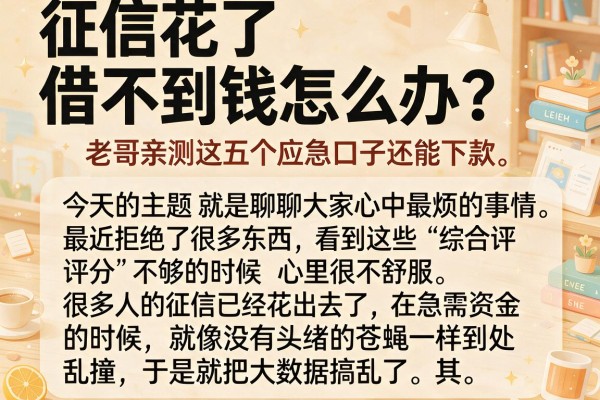 征信花了借不到钱怎么办？老哥亲测这五个应急口子还能下款