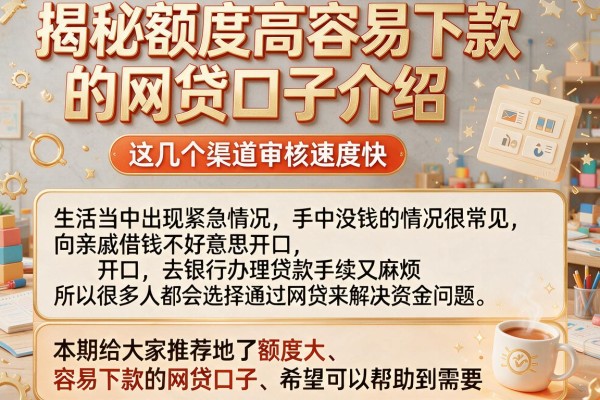 揭秘额度高容易下款的网贷口子介绍，这几个渠道审核速度快