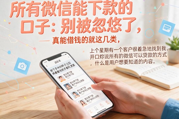 所有微信能下款的口子：别被忽悠了，真能借钱的就这几类