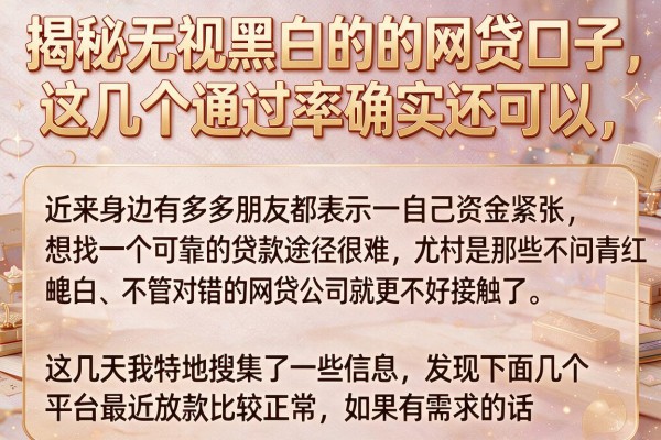 揭秘无视黑白的的网贷口子，这几个通过率确实还可以