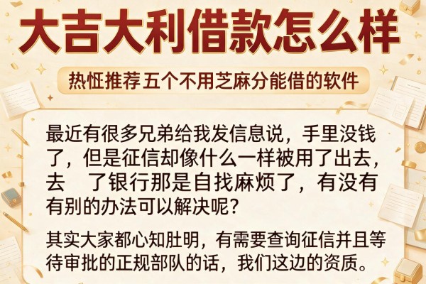 大吉大利借款怎么样，热忱推荐五个不用芝麻分能借的软件