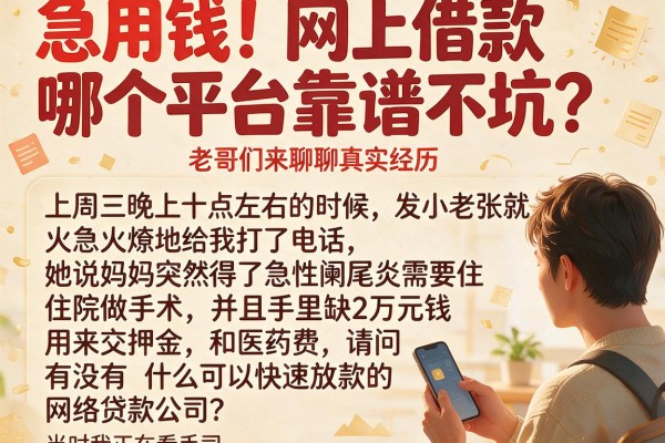 急用钱!网上借款哪个平台靠谱不坑?老哥们来聊聊真实经历