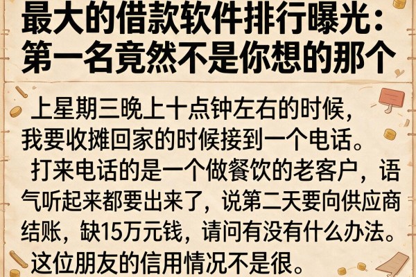 最大的借款软件排行曝光：第一名竟然不是你想的那个