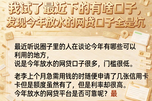 我试了最近下的有啥口子，发现今年放水的网贷口子全是坑