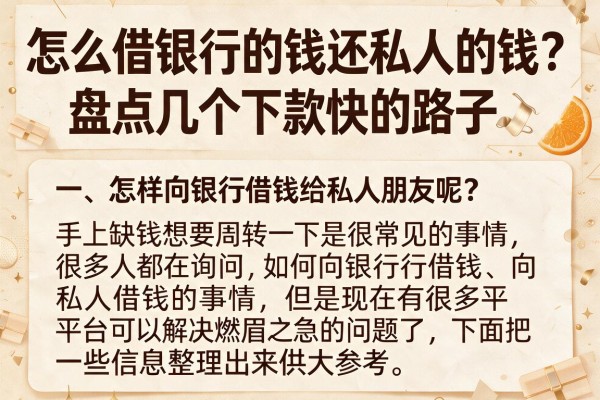 怎么借银行的钱还私人的钱？盘点几个下款快的路子