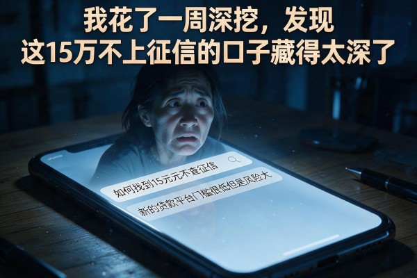 我花了一周深挖,发现这15万不上征信的口子藏得太深了