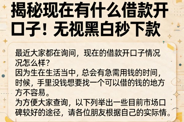 揭秘现在有什么借款开口子：无视黑白秒下款