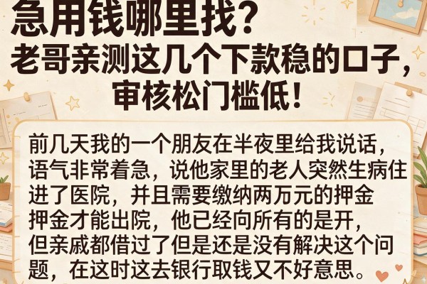 急用钱哪里找？老哥亲测这几个下款稳的口子，审核松门槛低！